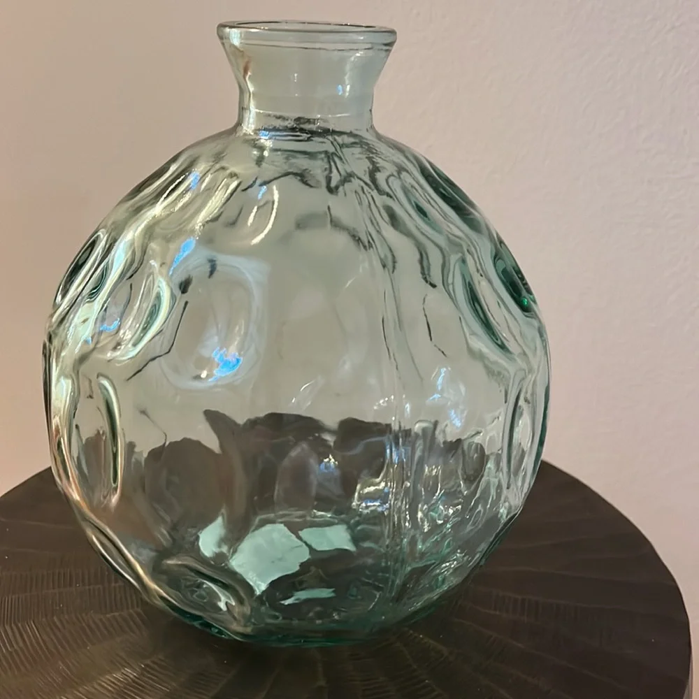 Dune Round Recycled Dimpled Glass Vase, 7.5
